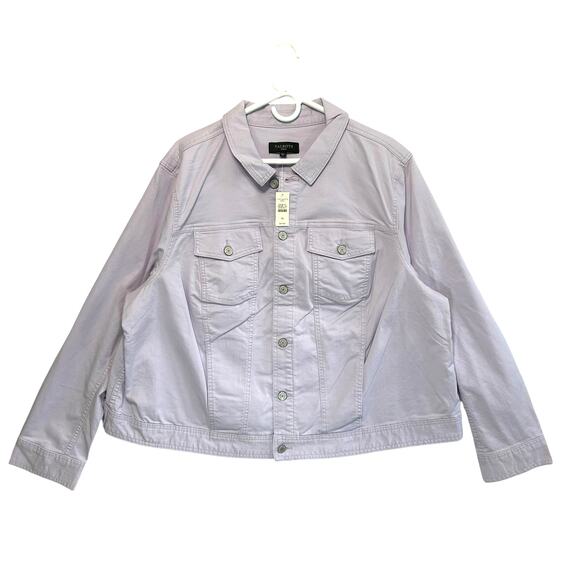 Talbots Button Front Jean Jacket NWT Women's Sz 3X Pale Purple Soft Girl Indie - Picture 1 of 6